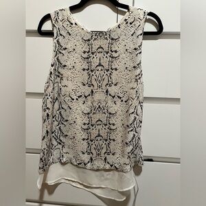 Rose & Olive Black and White Patterned Tank Top